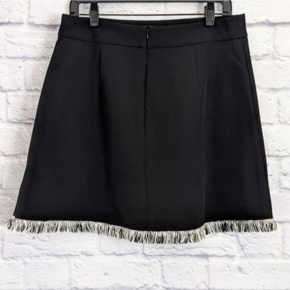 ASOS Fringe A-Line Mini Skirt 10 NEW Black White Pockets - Picture 4 of 5